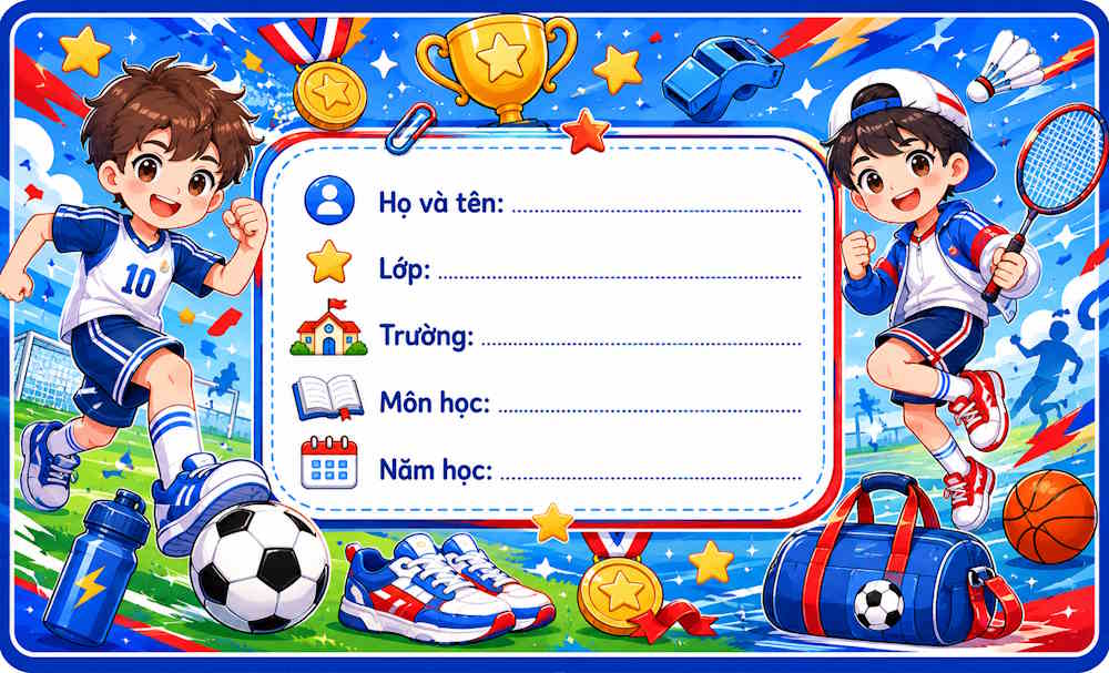 Câu lệnh tạo nhãn vở phong cách thể thao