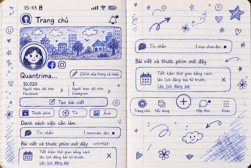 prompt tạo ảnh vẽ trang cá nhân
