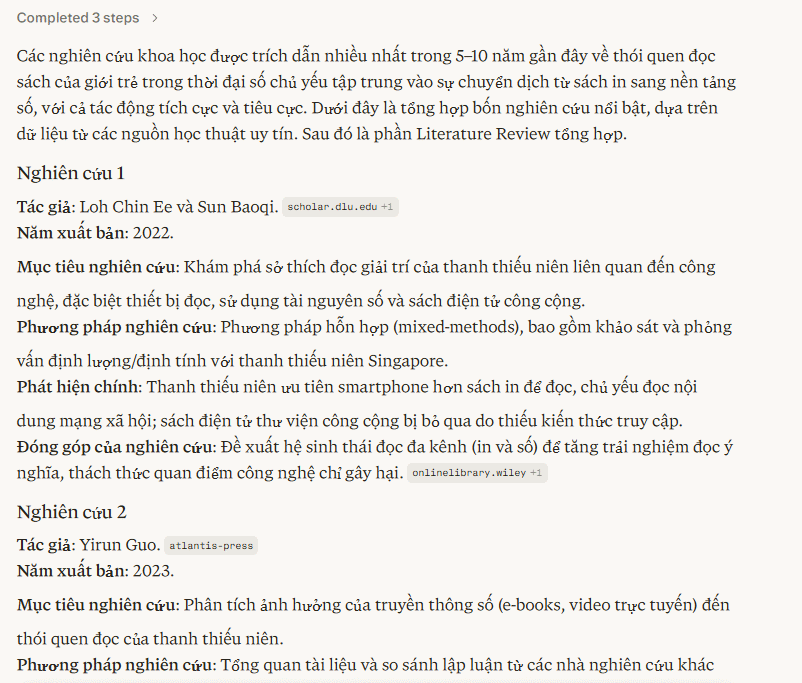 Prompt tổng quan tài liệu nghiên cứu Perplexity