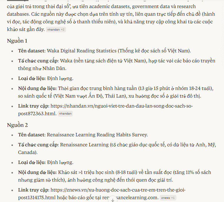 Prompt tìm nguồn dữ liệu nghiên cứu