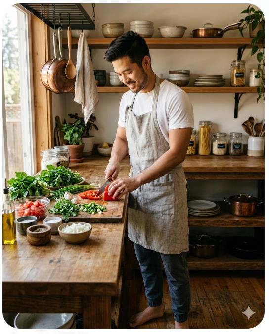 Cảnh nấu ăn trong bếp