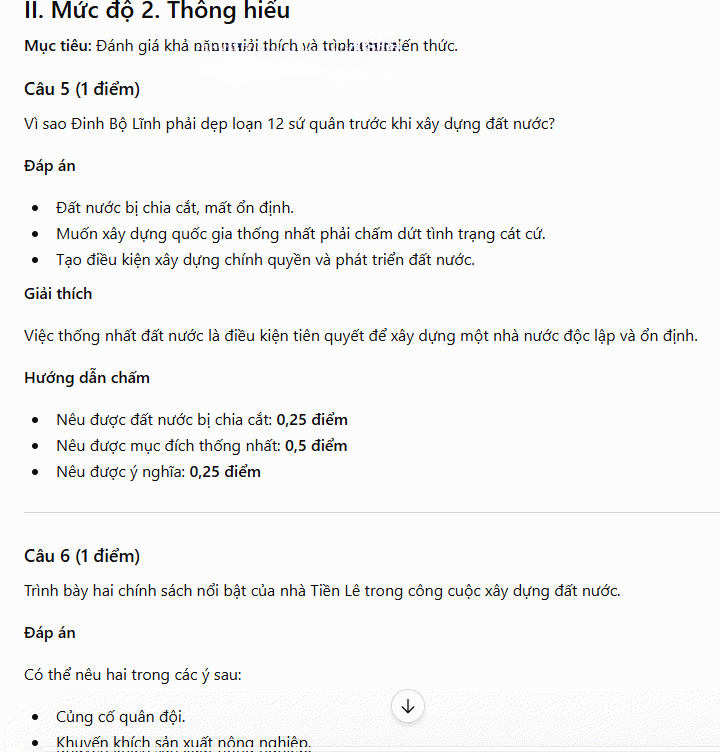 Nội dung câu hỏi nhận biết