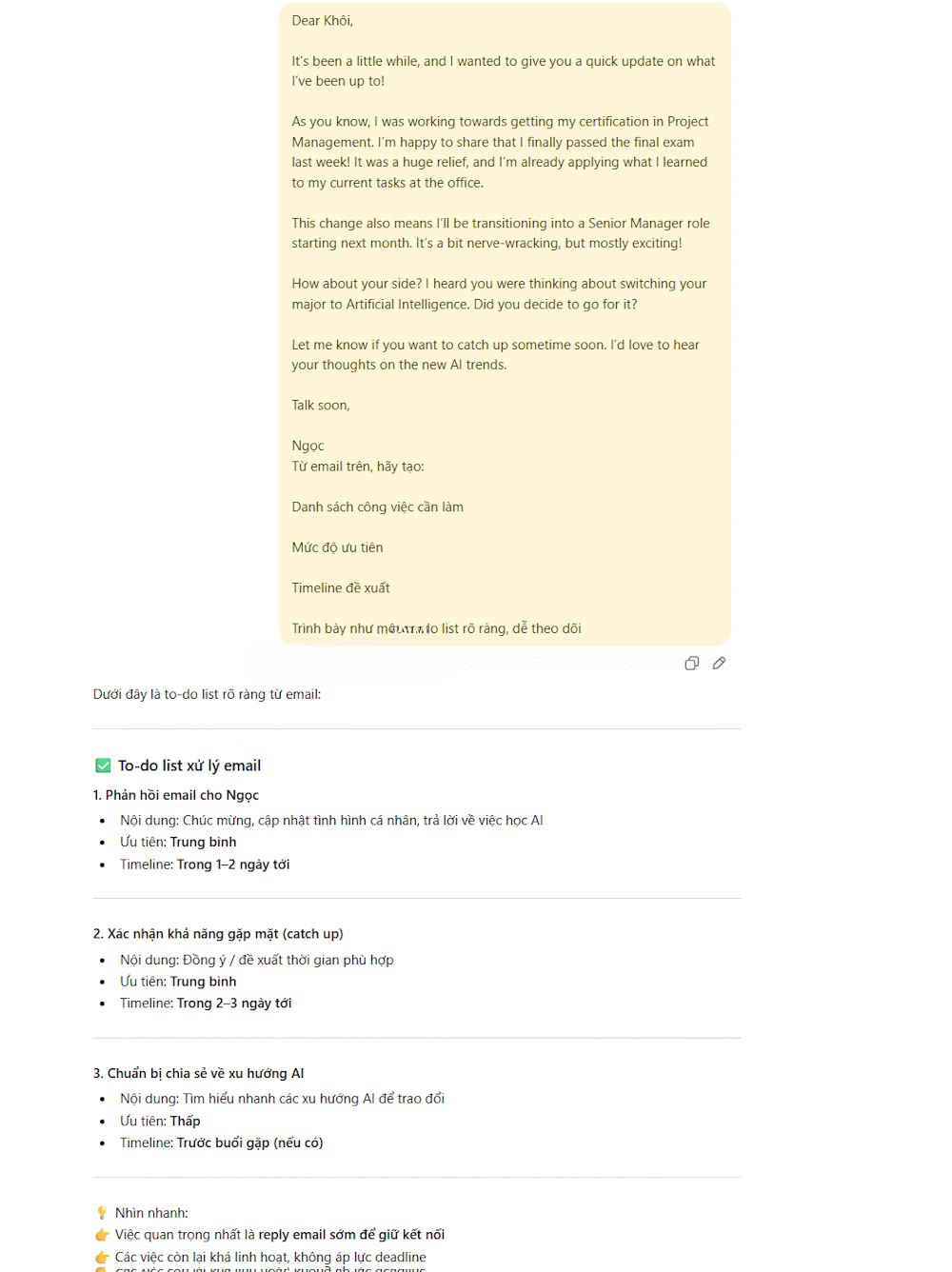 Prompt tạo checklist xử lý