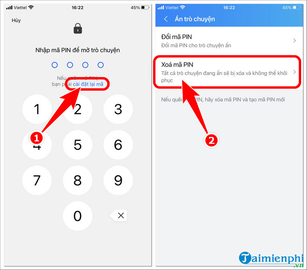 quen ma pin cuoc tro chuyen an tren zalo va cach lay lai mat khau