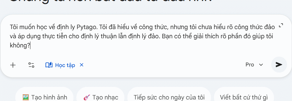 Lệnh học kiến thức qua Học tập trên Gemini 