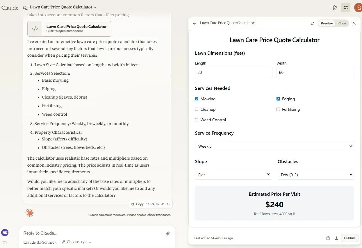 Tạo công cụ tính giá trong Claude
