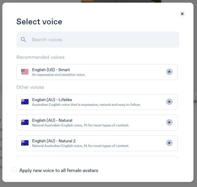 Chọn giọng nói cho avatar AI của bạn