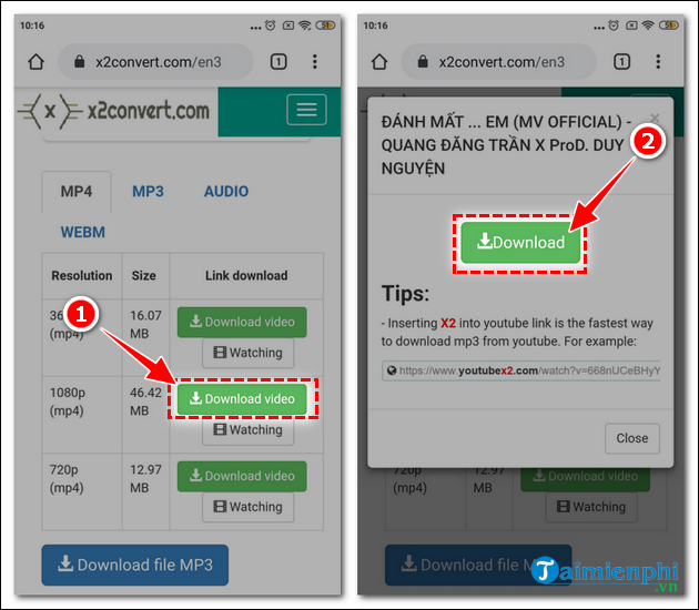 tai video youtube tren dien thoai xiaomi