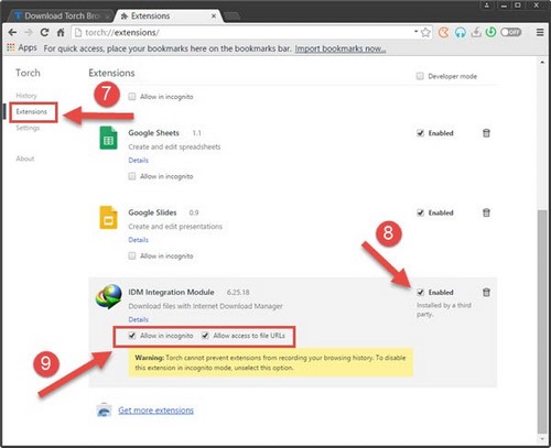 tai video tren torch brower bang phan mem idm