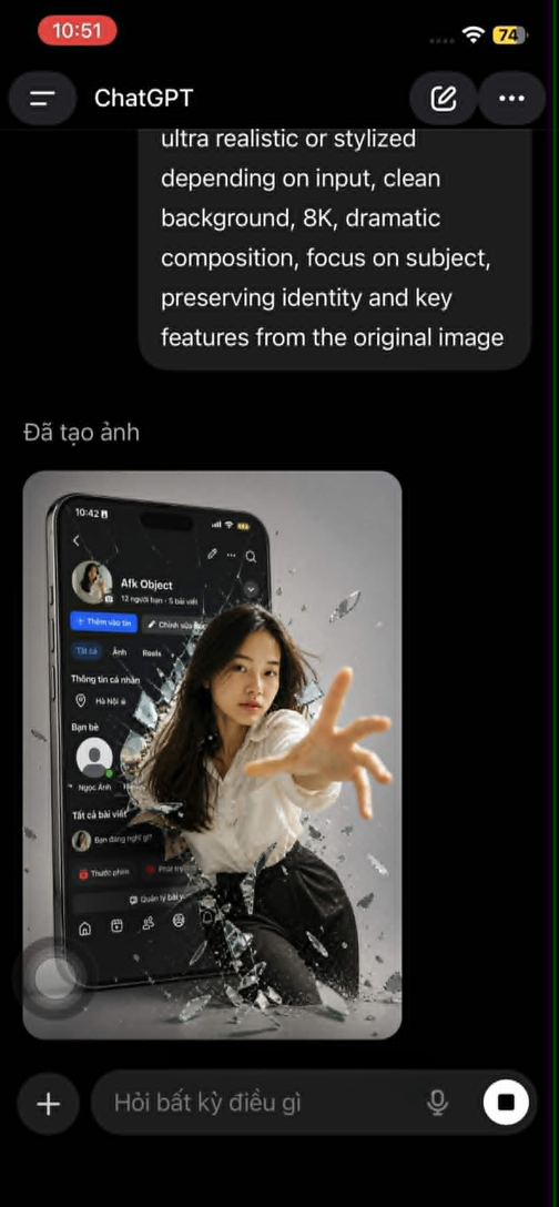 tạo ảnh xuyên thủng trang cá nhân