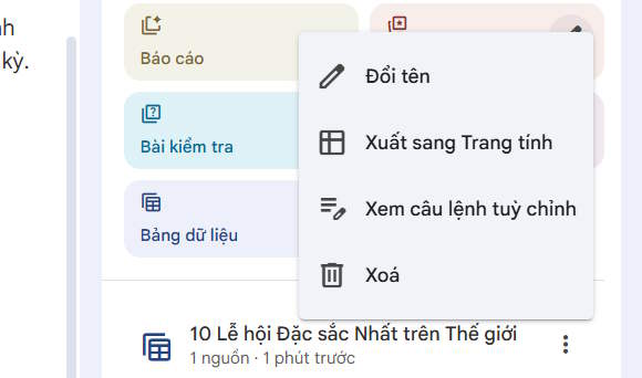 Bảng trên NotebookLM