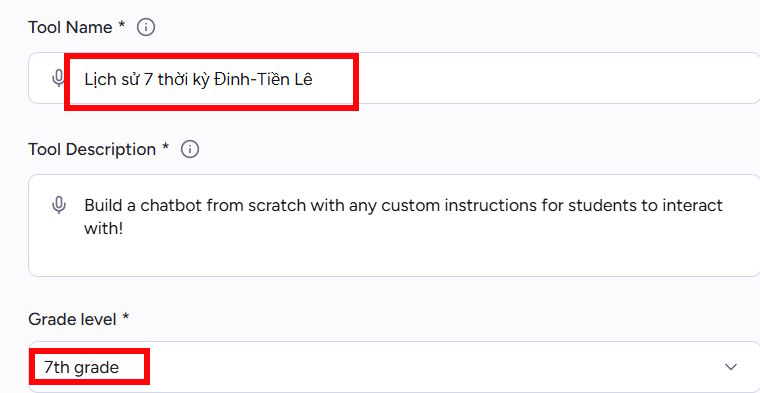 Nhập tên Chatbot trên Magic School