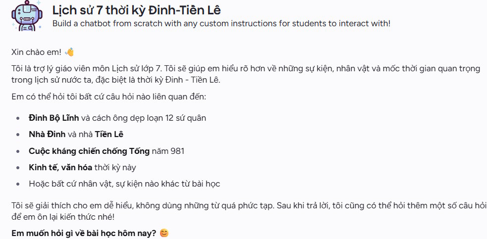 Dùng Chatbot cho học sinh trên Magic School