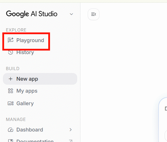 Playground trên Google AI Studio
