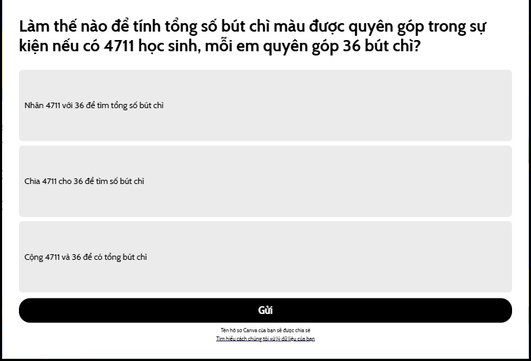 Câu hỏi trắc nghiệm tạo bằng AI từ slide trên Canva