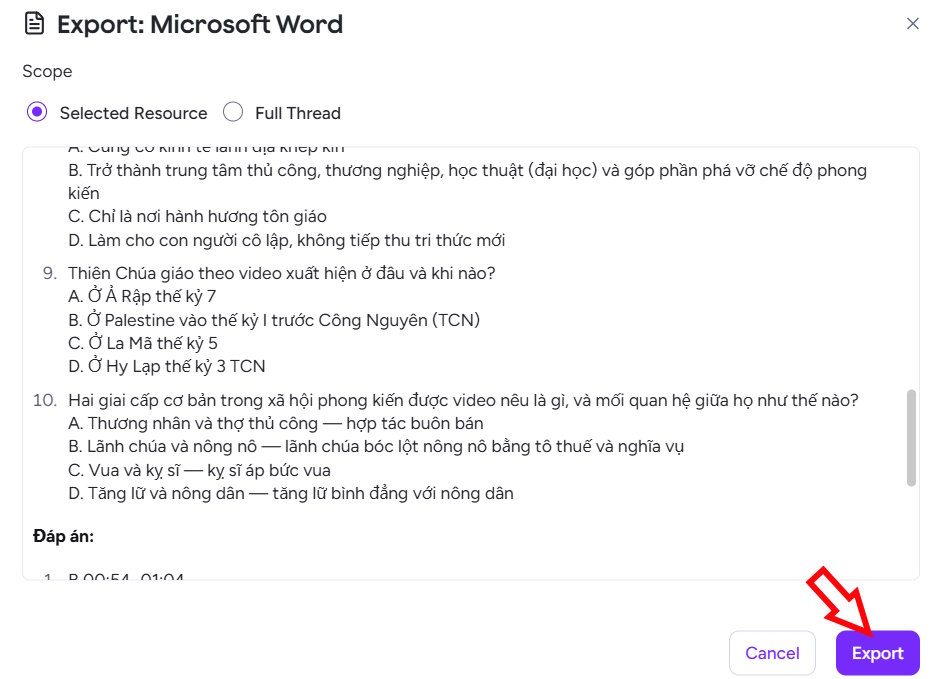 Xuất dữ liệu trên Magic School AI