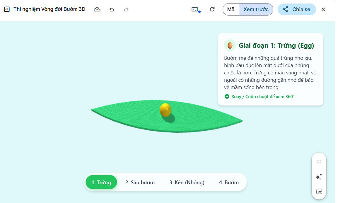 Mô hình thí nghiệm 3D trên Gemini
