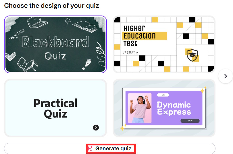 Chọn kiểu câu hỏi trên Genially AI