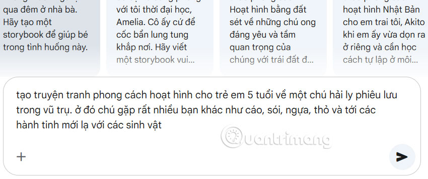 Ý tưởng tạo truyện tranh Storybook trên Gemini