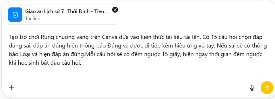 Thiết kế trò chơi Rung chuông vàng trên Canva AI