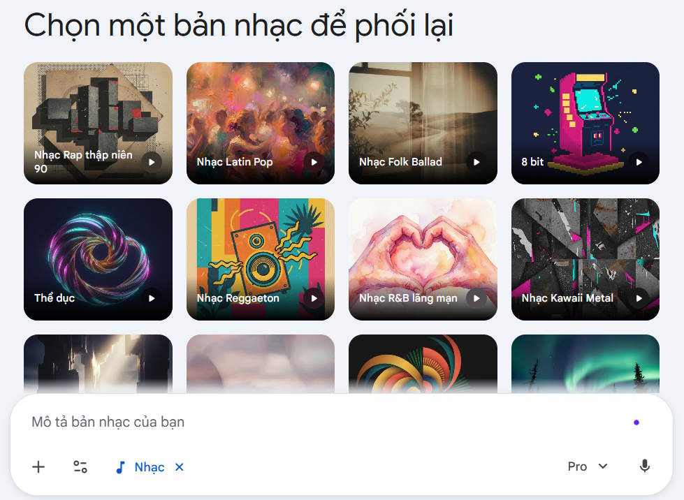 Bản nhạc có sẵn trên Gemini