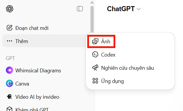 Truy cập thư viện ảnh trên ChatGPT