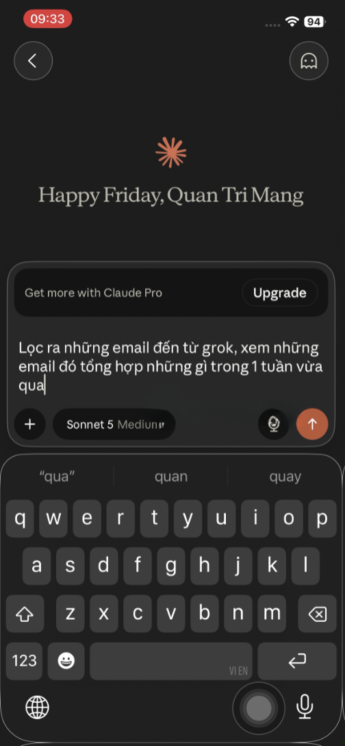 quyền truy cập Gmail Claude