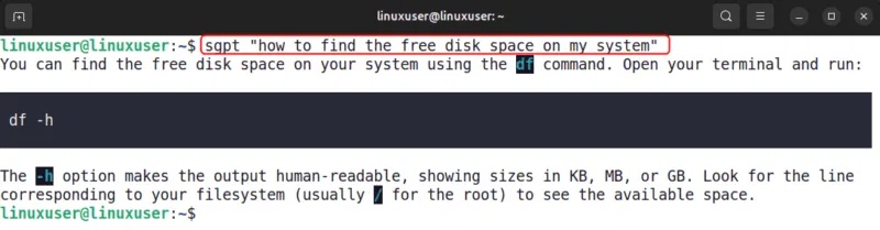 Hỗ trợ lệnh với Sgpt