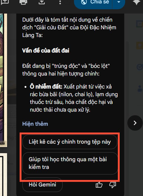 Tùy chọn tài liệu lưu trữ Driver bằng Gemini