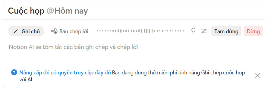 Thu âm giọng nói bằng Notion AI