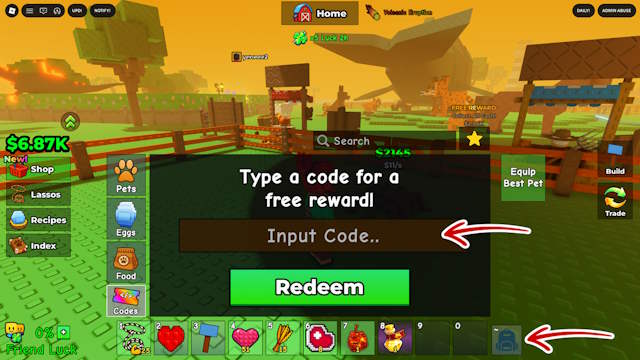 Cách nhập code Catch and Tame