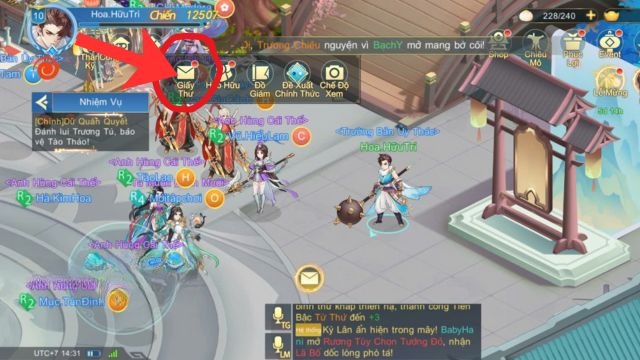 Chạm vào mục Giấy thư