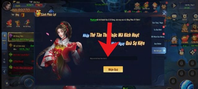 Nhập một trong những mã code phía trên > Nhấn vào nút Nhận quà