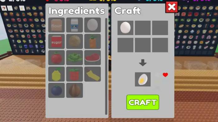  Tổng hợp công thức nấu ăn trong Craft Food Roblox 