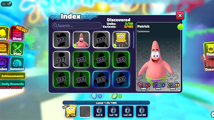  Một số unit trong Roblox SpongeBob Tower Defense