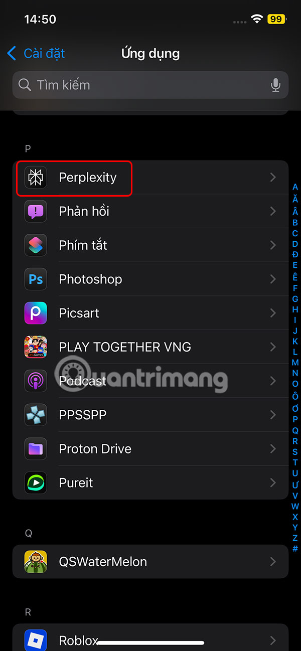 Chỉnh ứng dụng Perplexity