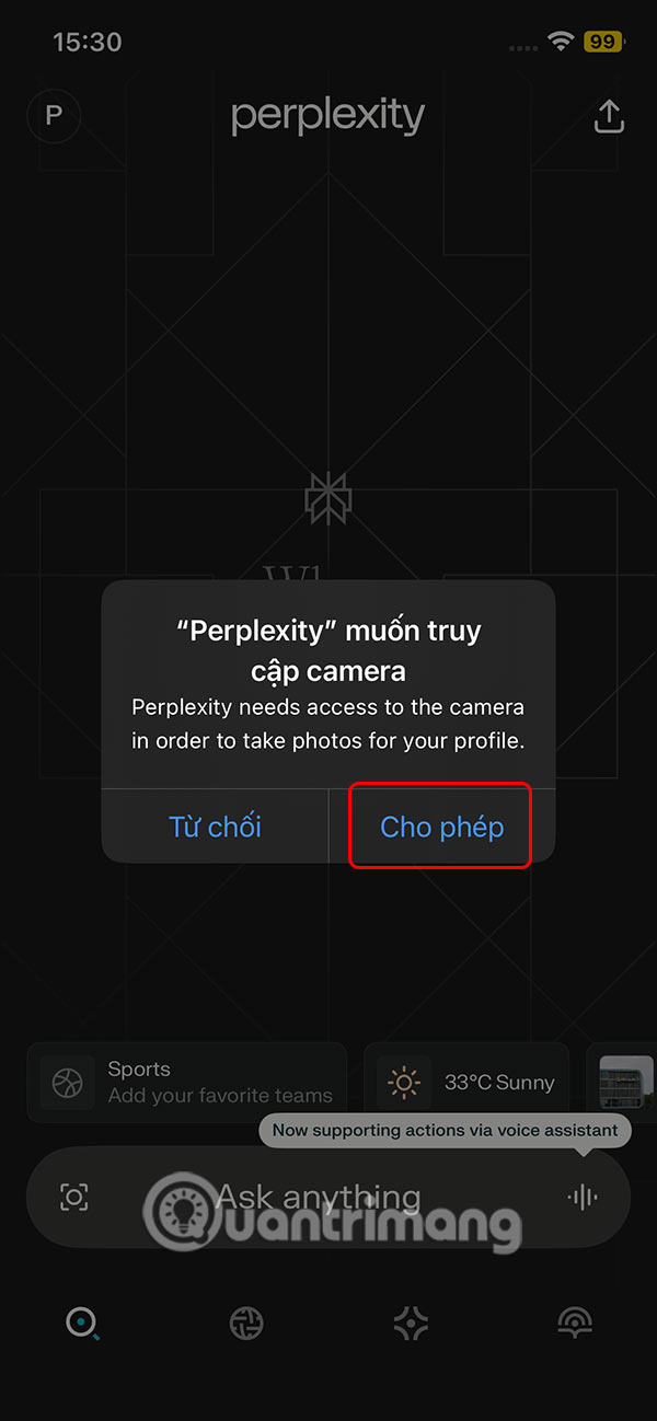 Perplexity truy cập camera