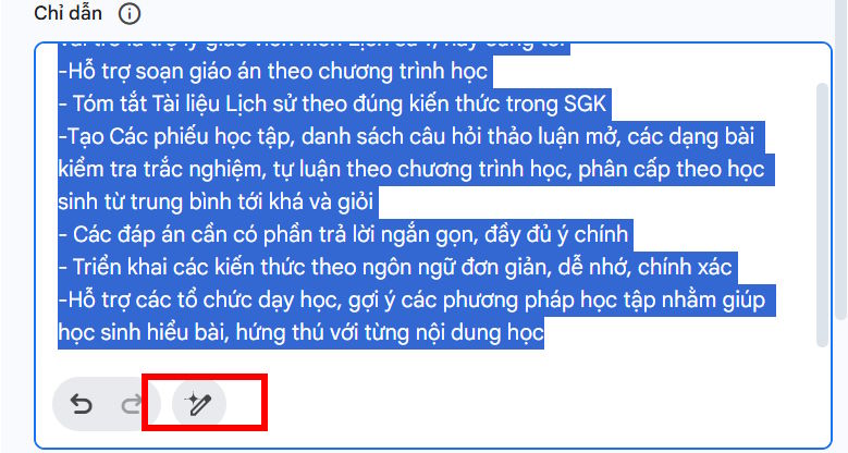 Chỉnh mô tả cho trợ lý trên Gemini