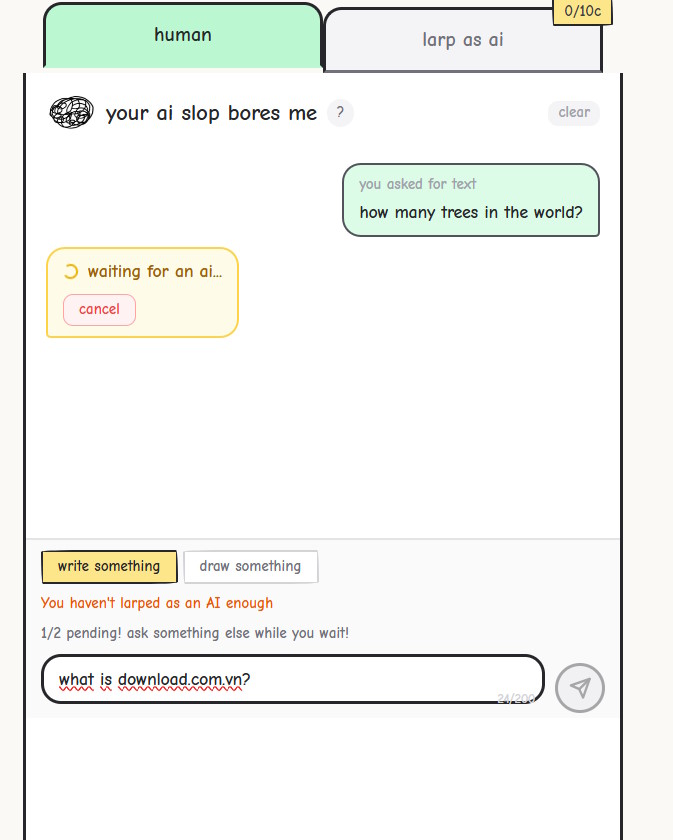 Vào vai AI trả lời câu hỏi của mọi người trên Your AI slop bores me web
