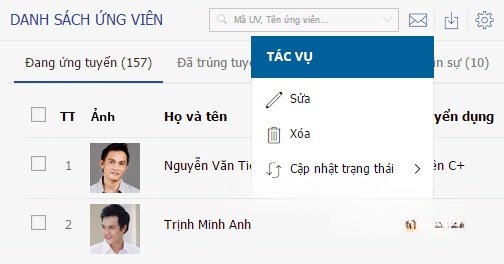 Danh sách ứng viên