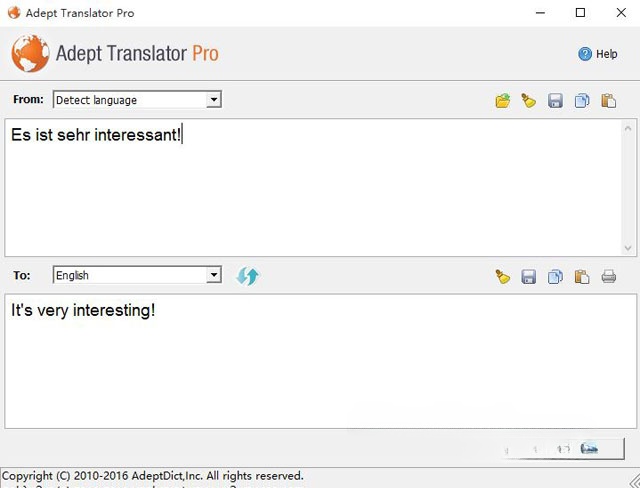 Giao diện phần mềm Adept Translator Pro