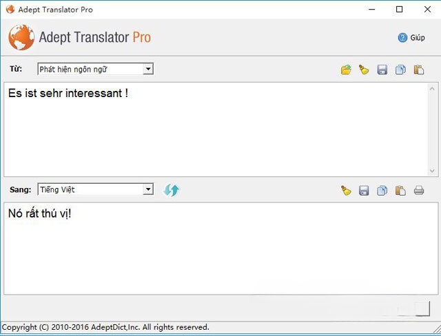 Adept Translator Pro hỗ trợ tiếng Việt