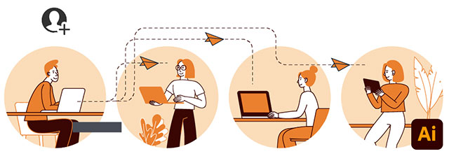 Adobe Illustrator 2021 hỗ trợ phối hợp công việc liền mạch trên đám mây