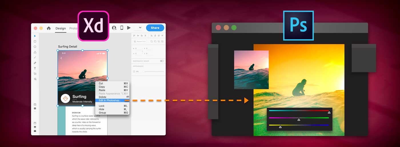 Adobe XD tăng cường tích hợp với Adobe Photoshop