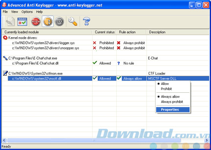 Giao diện của Advanced Anti Keylogger Giao diện của Advanced Anti Keylogger