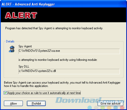 Cảnh báo hoạt động gián điệp Cảnh báo hoạt động gián điệp