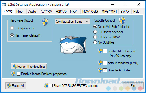 Giao diện của Advanced Codecs