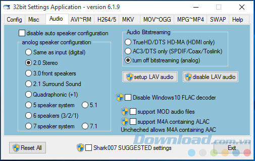 Tùy chỉnh âm thanh trong Advanced Codecs Tùy chỉnh âm thanh trong Advanced Codecs