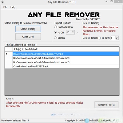 Chọn file cần xóa