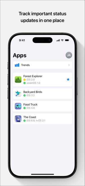 App Store Connect cho bạn theo dõi các ứng dụng mà mình đã upload lên App Store